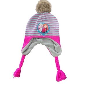 Disney Frozen Pink Stripped Peruvian Trapper Hat